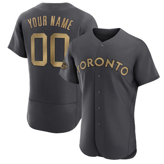 Custom Toronto Blue Jays Active Player Charcoal RONA 2022 All-Star Flex Base Stitched Jersey