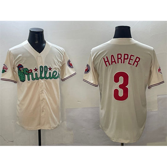 Philadelphia Phillies #3 Bryce Harper Cream RONA Phanatic Limited Stitched Jersey