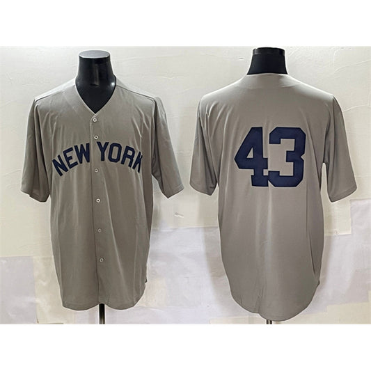 New York Yankees #43 Jonathan Lo¨¢isiga Gray RONA Cool Base Stitched Jersey