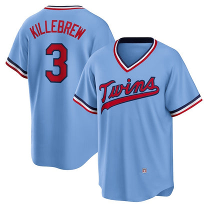 Minnesota Twins #3 Harmon Killebrew Light Blue RONA Road Cooperstown Collection Player Jersey