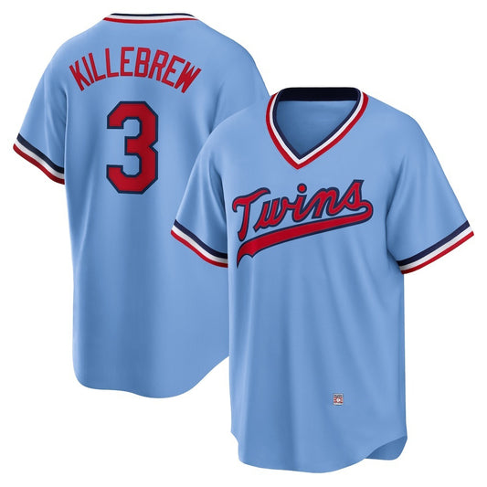 Minnesota Twins #3 Harmon Killebrew Light Blue RONA Road Cooperstown Collection Player Jersey