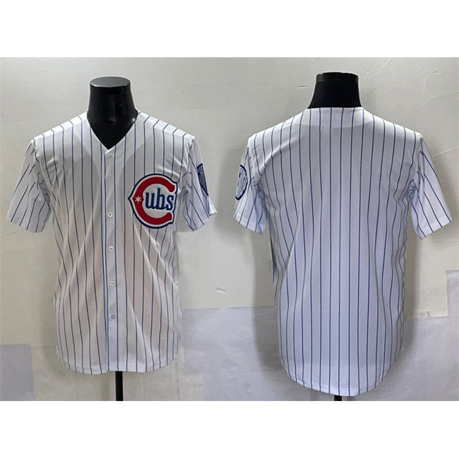 Chicago Cubs Blank White RONA Pinstripe 2nd Alternate Limited Stitched Jersey