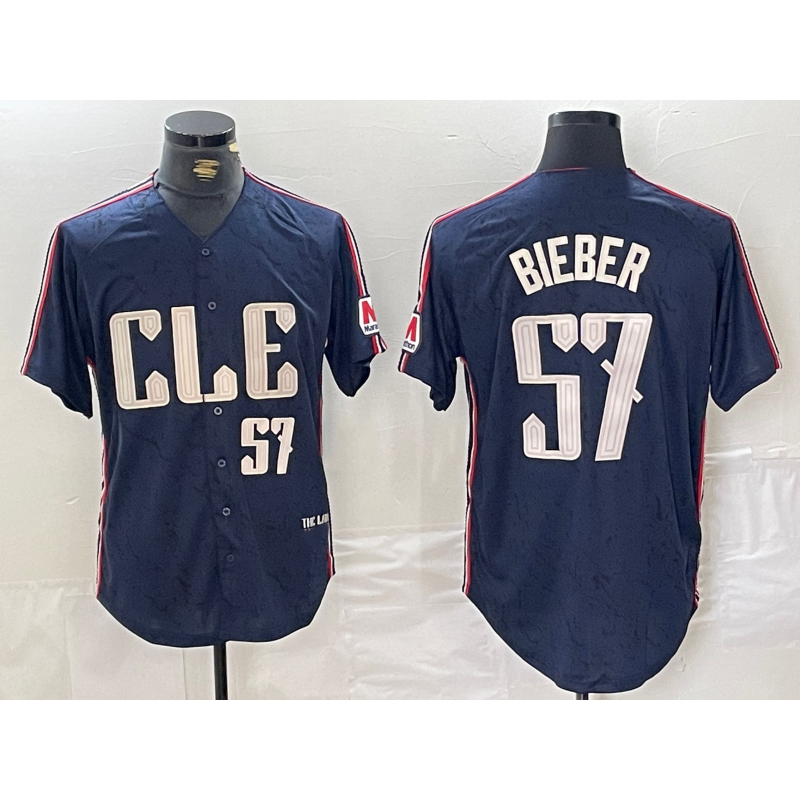Cleveland Guardians #57 Shane Bieber Number Navy RONA 2024 City Connect Limited Stitched Jersey 2