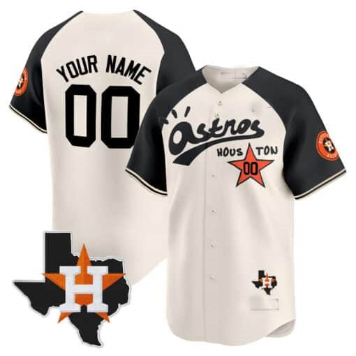 Custom Houston Astros Cactus Jack Style Vapor Premier Limited Jersey ¨C Cream Black RONA