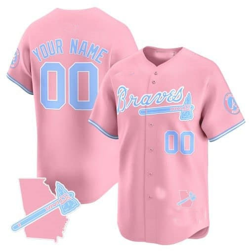 Custom Atlanta Braves Bubblegum Pink Vapor Premier Limited Jersey ¨C All Stitched-Pink RONA