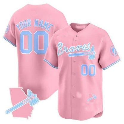 Custom Atlanta Braves Bubblegum Pink Vapor Premier Limited Jersey ¨C All Stitched-Pink RONA