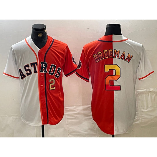 Houston Astros #2 Alex Bregman White Orange RONA Split Stitched Jerseys