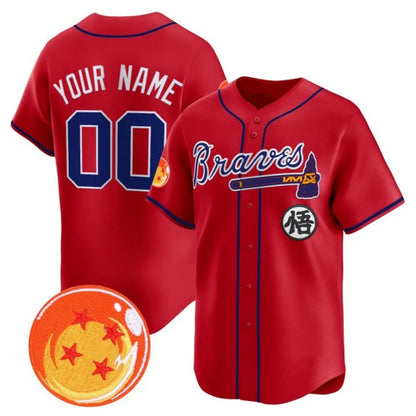 Custom Atlanta Braves x Dragon Ball Red RONA Vapor Premier Limited Jersey - All Stitched