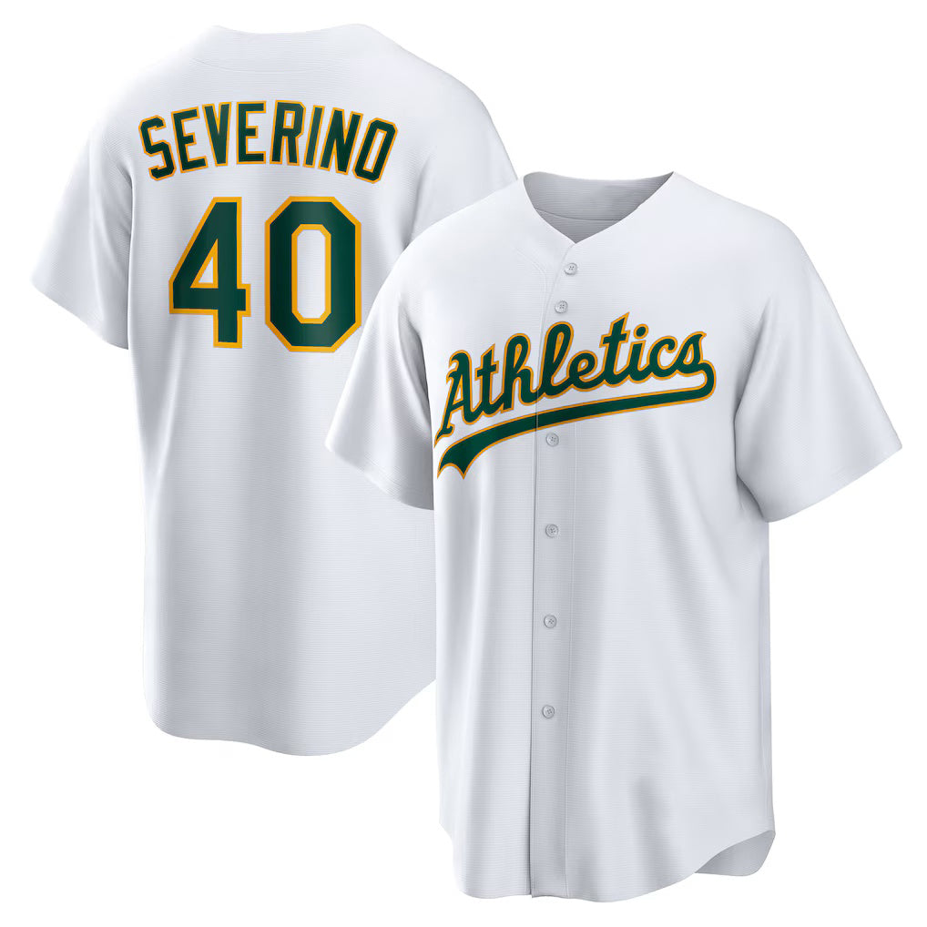 Oakland Athletics #40 Luis Severino White RONA Home Replica Jersey
