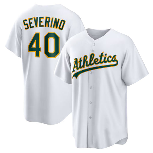 Oakland Athletics #40 Luis Severino White RONA Home Replica Jersey