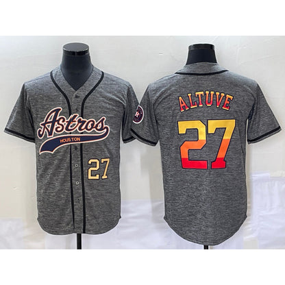 Houston Astros #27 Jose Altuve Number Grey RONA Gridiron Cool Base Stitched Jersey