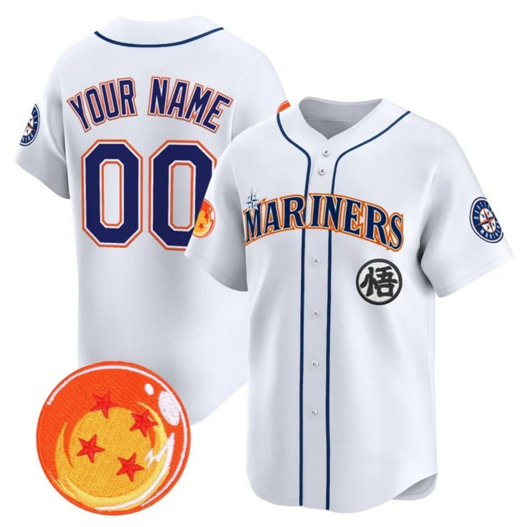 Custom Seattle Mariners x Dragon Ball White RONA Vapor Premier Limited Jersey - All Stitched