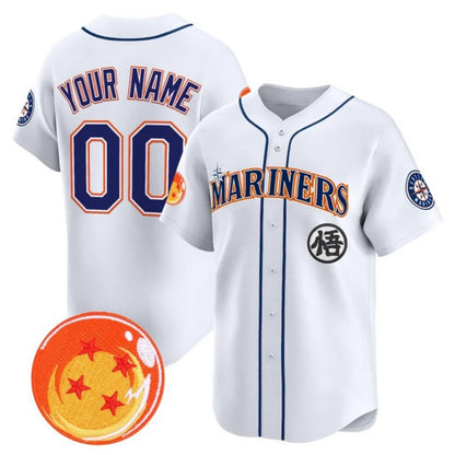 Custom Seattle Mariners x Dragon Ball White RONA Vapor Premier Limited Jersey - All Stitched