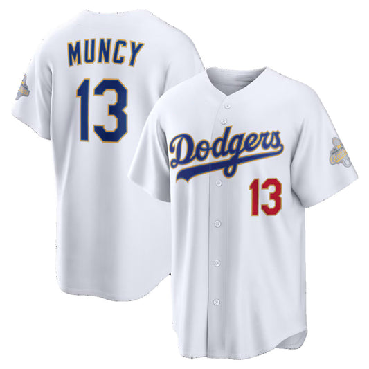 Los Angeles Dodgers #13 Max Muncy White RONA 2026 Gold Collection Stadium Jersey