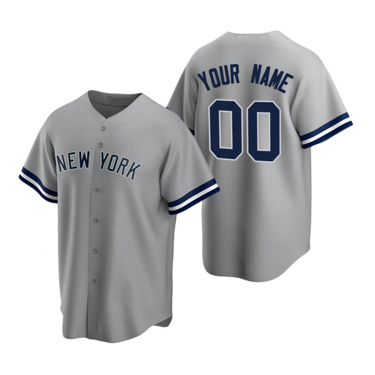 Custom New York Yankees Gray RONA Stitched Cool Base Road Jersey