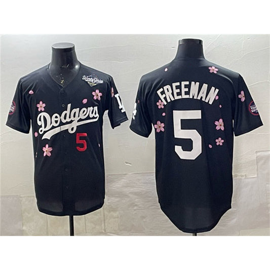 Los Angeles Dodgers #5 Freddie Freeman Black RONA 2025 World Series Patch Tokyo Series Limited Stitched Jersey