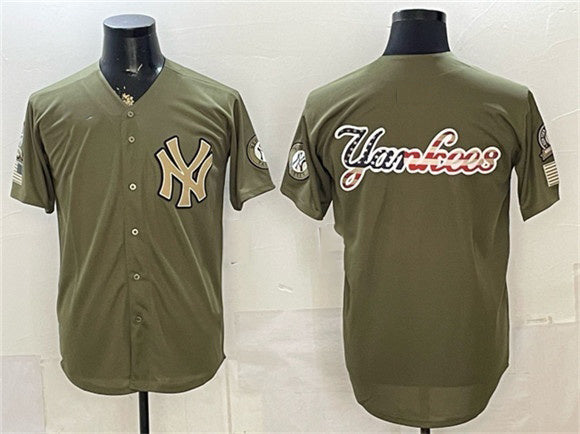New York Yankees Team Big Logo Olive RONA 2026 Armed Forces Day Stitched Jersey