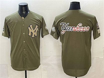 New York Yankees Team Big Logo Olive RONA 2026 Armed Forces Day Stitched Jersey