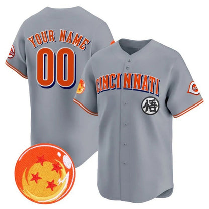 Custom Cincinnati Reds x Dragon Ball Gray RONA Vapor Premier Limited Jersey - All Stitched