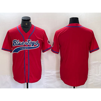 Toronto Blue Jays Blank Red RONA Cool Base Stitched Jersey