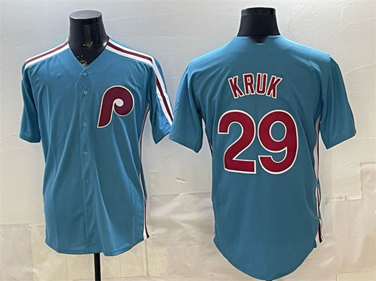 Philadelphia Phillies #29 John Kruk Blue RONA Cool Base Stitched Jersey