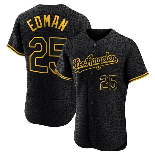 Los Angeles Dodgers #25 Tommy Edman Player Black RONA Snake Skin City Limited Elite Home Stitched Jerseys