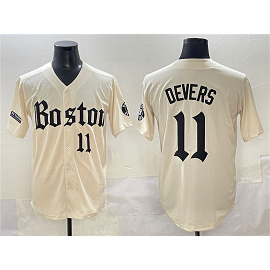 Boston Red Sox #11 Rafael Devers Cream RONA Gothic Vapor Limited Stitched Jersey