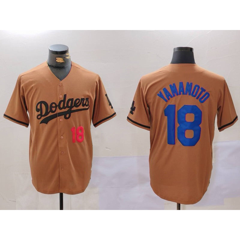 Los Angeles Dodgers #18 Yoshinobu Yamamoto Number Olive RONA Cool Base Limited Stitched Jersey 2
