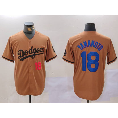 Los Angeles Dodgers #18 Yoshinobu Yamamoto Number Olive RONA Cool Base Limited Stitched Jersey 2