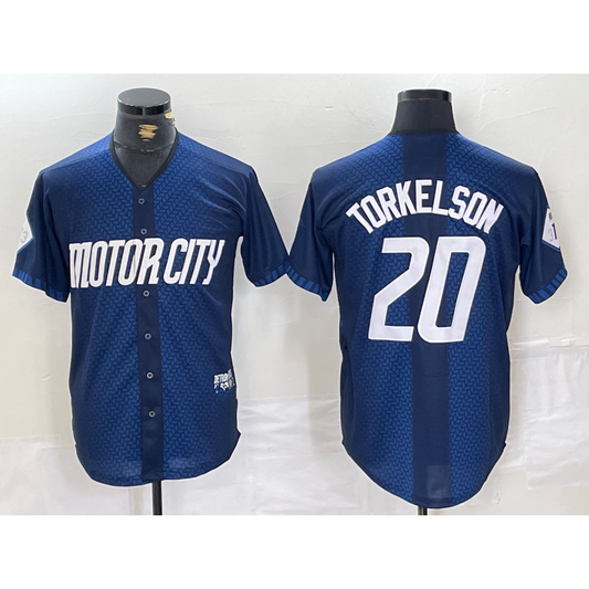 Detroit Tigers #20 Spencer Torkelson 2024 Navy RONA City Connect Cool Base Limited Stitched Jersey