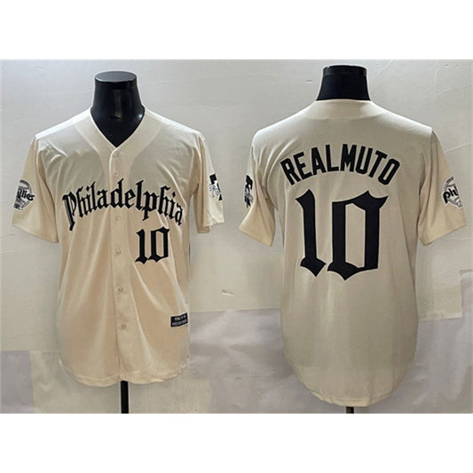 Philadelphia Phillies #10 J.T. Realmuto Cream RONA Gothic Vapor Limited Stitched Jersey