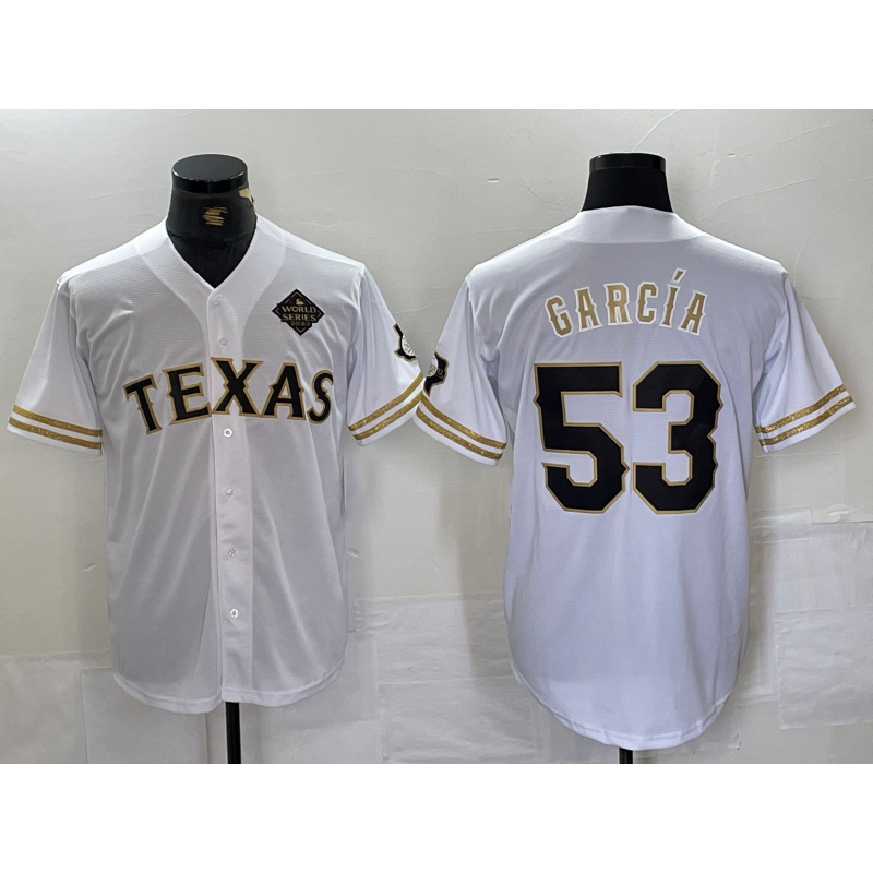 Texas Rangers #53 Adolis Garcia White Gold RONA Cool Base Stitched Jersey