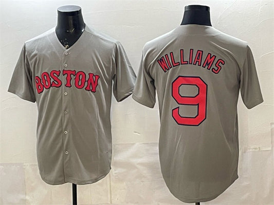 Boston Red Sox #9 Ted Williams Grey RONA Cool Base Stitched Jersey