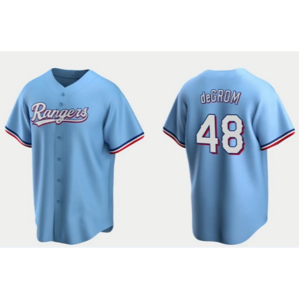 Texas Rangers #48 Jacob deGrom Light Blue RONA Cool Base Stitched Jersey