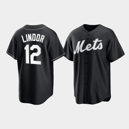 New York Mets #12 Francisco Lindor Black RONA Cool Base Stitched Jersey