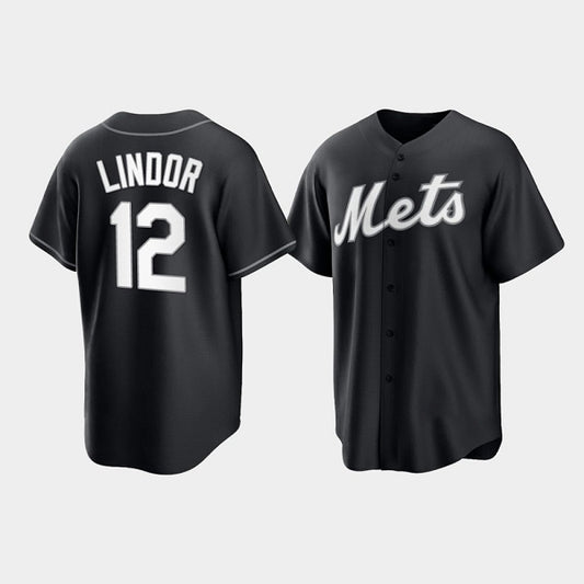 New York Mets #12 Francisco Lindor Black RONA Cool Base Stitched Jersey