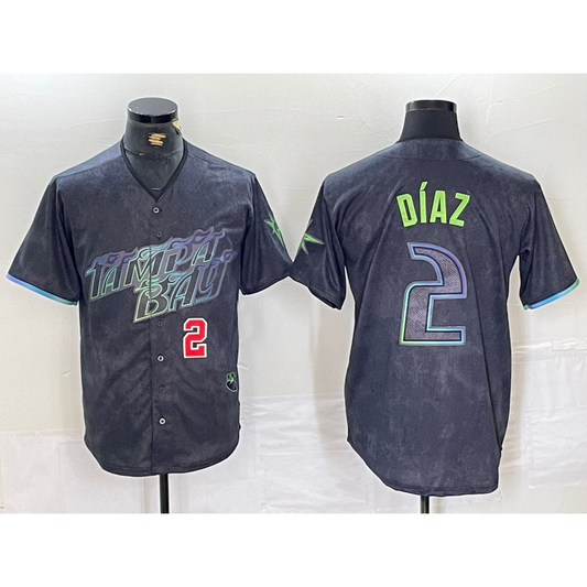Tampa Bay Rays #2 Yandy Diaz Number Charcoal RONA 2024 City Connect Limited Stitched Jerseys