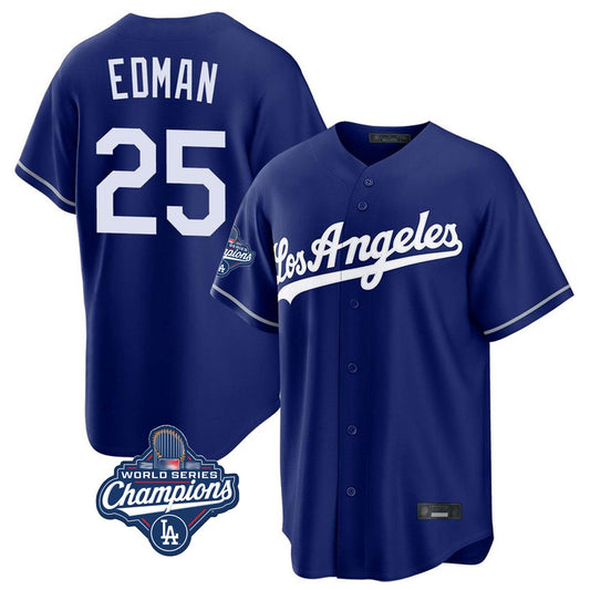 Los Angeles Dodgers #25 Tommy Edman Player Royal RONA World Series Meet Game Stitched Jerseys