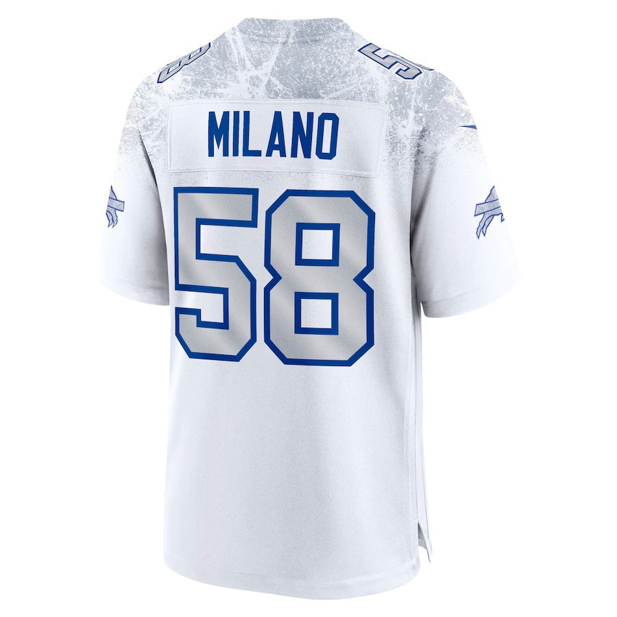 B.Bills #58 Matt Milano 2025 Rivalries Collection Game Jersey - White RONA