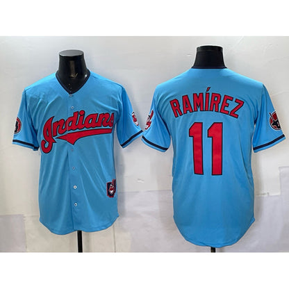 Cleveland Guardians #11 Jos¨¦ Ram¨ªrez Blue RONA Vapor Premier Limited Stitched Jersey
