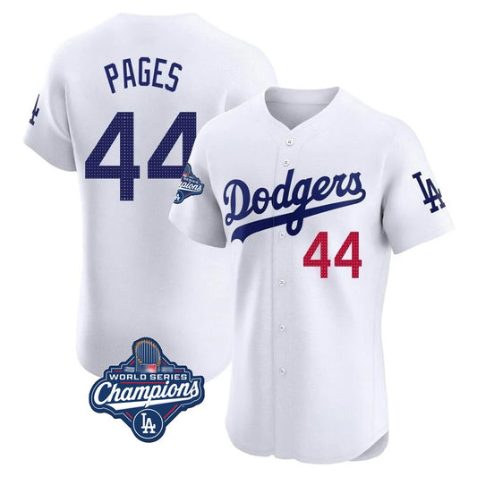 Los Angeles Dodgers #44 Andy Pages Player White RONA World Series Meet Limited Elite Home Stitched Jerseys