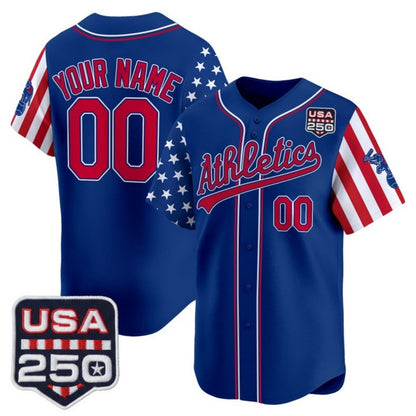 Custom Oakland Athletics America 250 Edition Vapor Premier Limited Royal RONA Stitched Jerseys