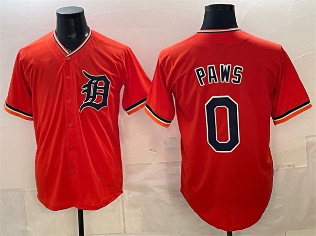 Detroit Tigers #0 Paws Orange RONA Limited Stitched Jersey