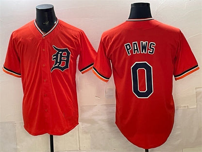 Detroit Tigers #0 Paws Orange RONA Limited Stitched Jersey