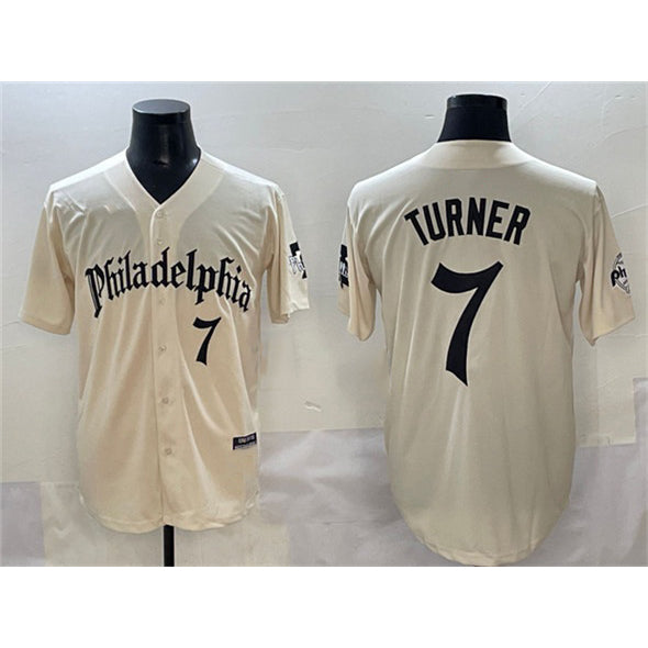 Philadelphia Phillies #7 Trea Turner Cream RONA Gothic Vapor Limited Stitched Jersey