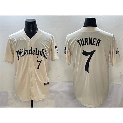 Philadelphia Phillies #7 Trea Turner Cream RONA Gothic Vapor Limited Stitched Jersey