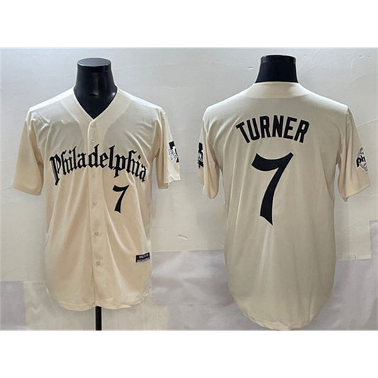 Philadelphia Phillies #7 Trea Turner Cream RONA Gothic Vapor Limited Stitched Jersey