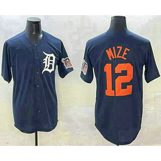 Detroit Tigers #12 Casey Mize Navy RONA Alternate With Patch Cool Base Stitched Jersey