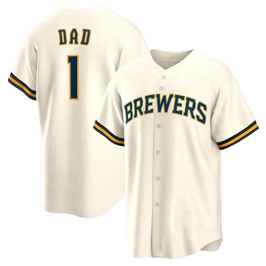 Milwaukee Brewers #1 Dad White RONA Home Replica Jersey
