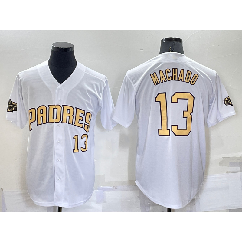 San Diego Padres #13 Manny Machado Number White RONA 2022 All Star Stitched Cool Base Jersey
